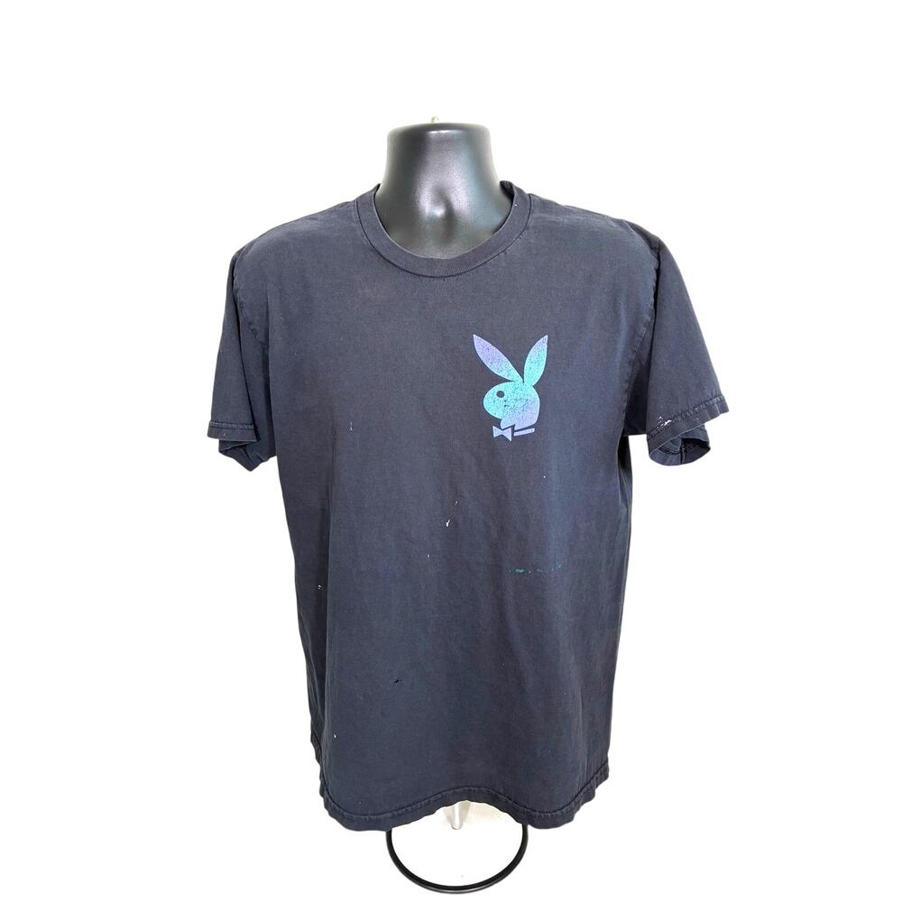 Playboy Bunny Logo Black Graphic T-Shirt Men's Large